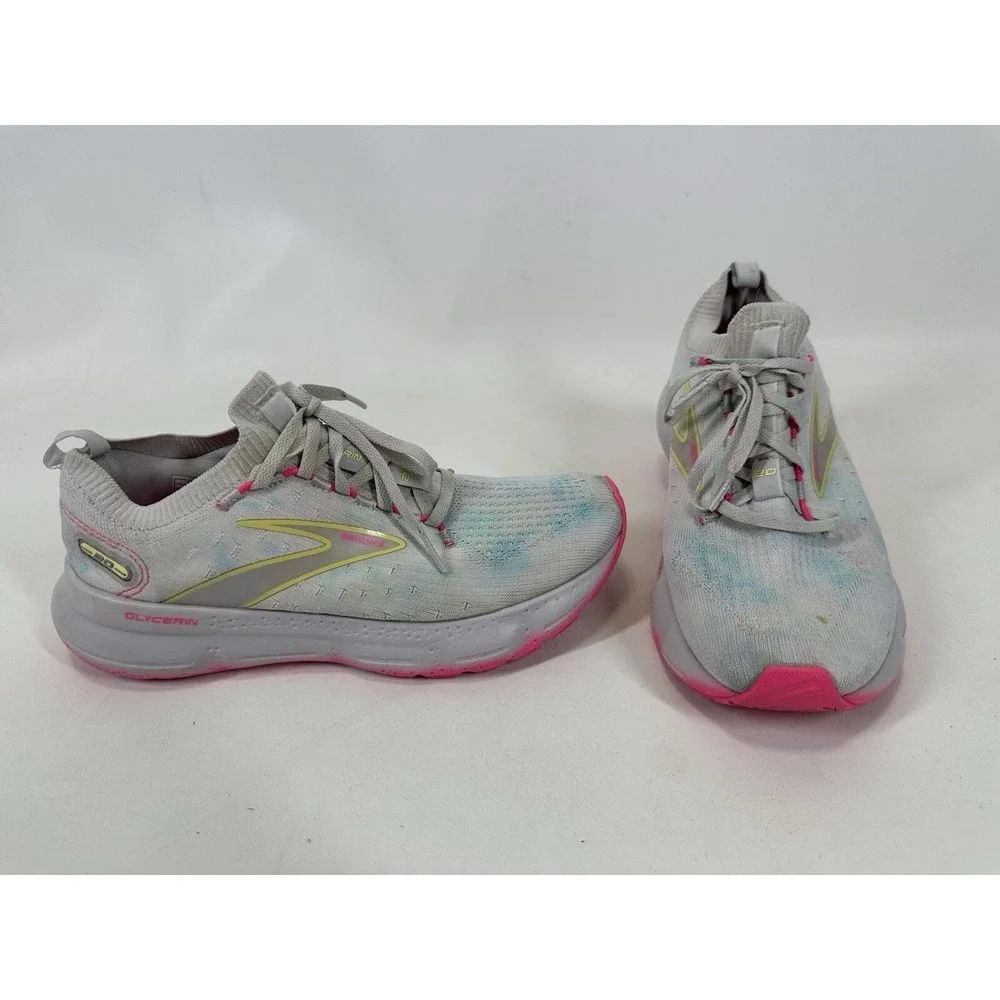 Brooks Womens Glycerin 20 Gray Pink Running Shoes Size 9 B‎